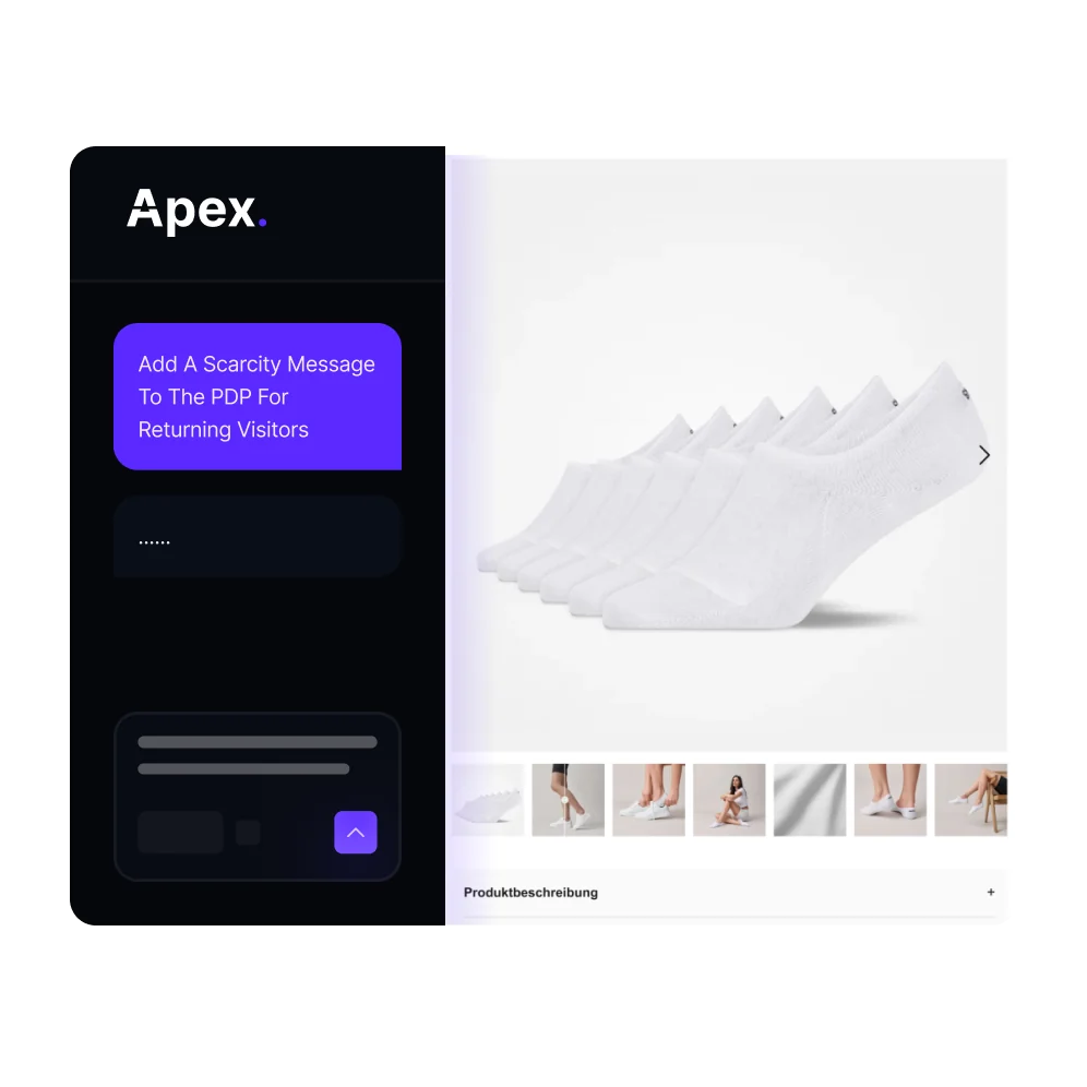Apex Operator building a variant next to the live product page
